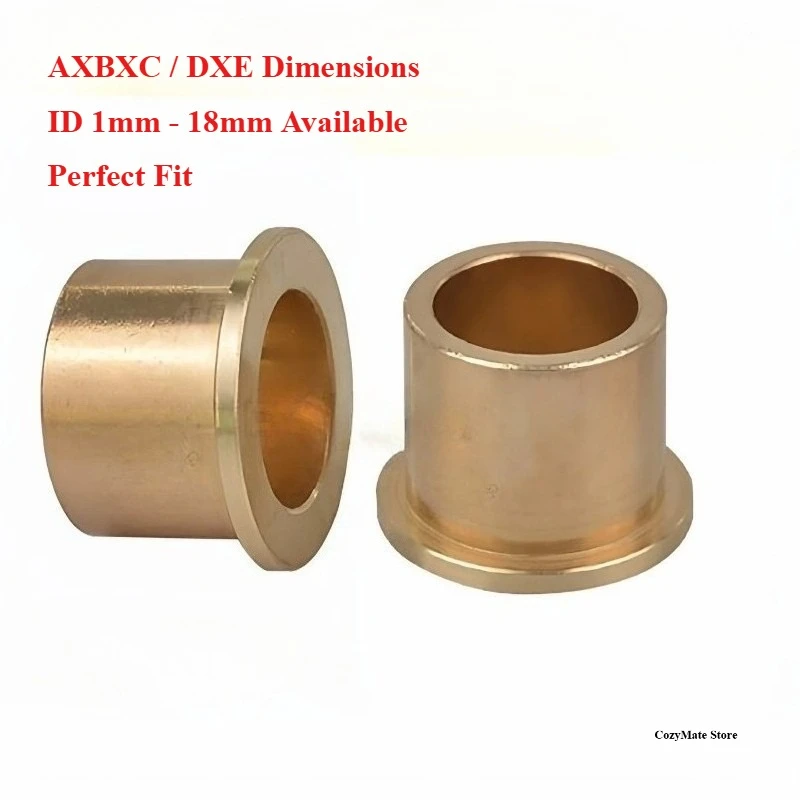 Flanged Bronze Bushing Powder Metallurgy Oil Bearing Sleeve AXBXC DXE Sintered Copper Sleeve Washer for 3D Printer Micro Motor