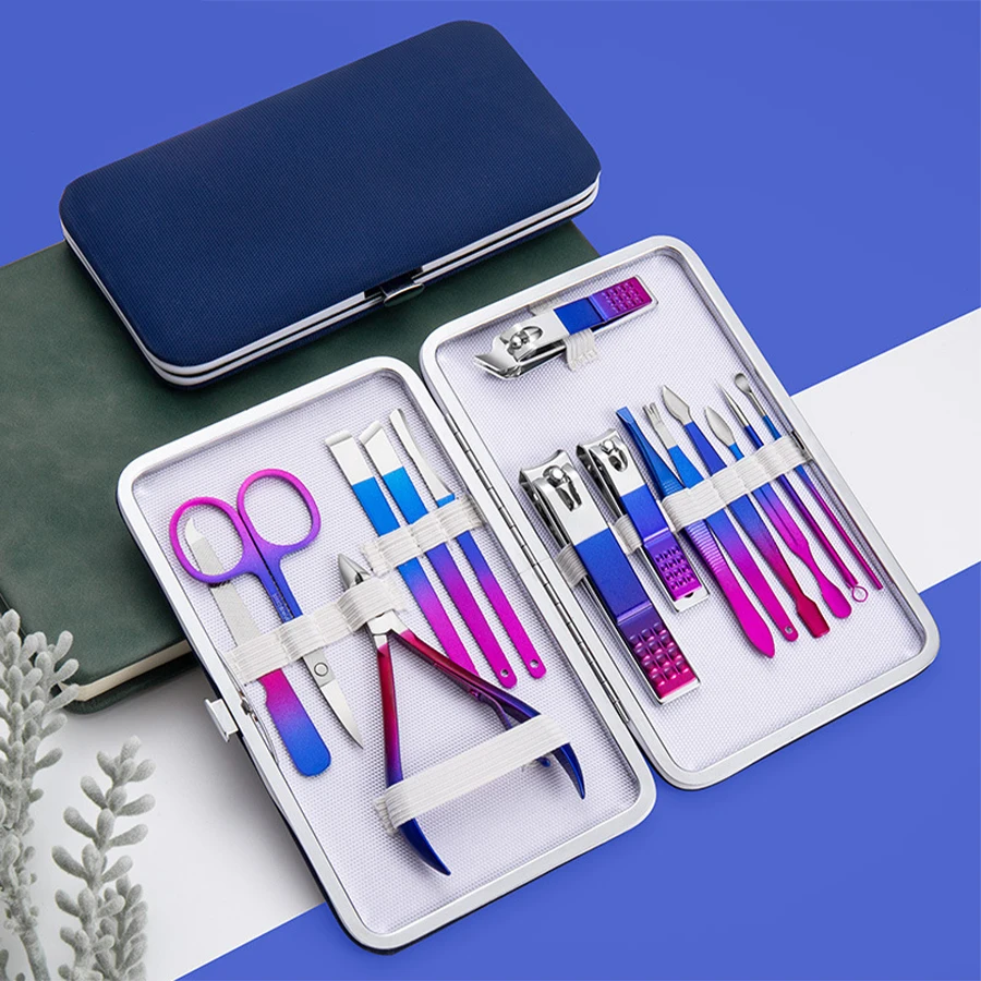 Colorful Stainless Steel 7-15 Piece Beauty Nail and Eyebrow Repair Set Manicure Set Nail Clippers image 3