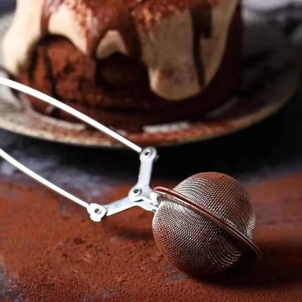 ضغط يترك عشب شبكة مصفاة الفولاذ المقاوم للصدأ ملعقة الشاي الكرة Infuser تصفية الشاي Infuser في شبكة كرة شاي تصفية مع مقبض #4