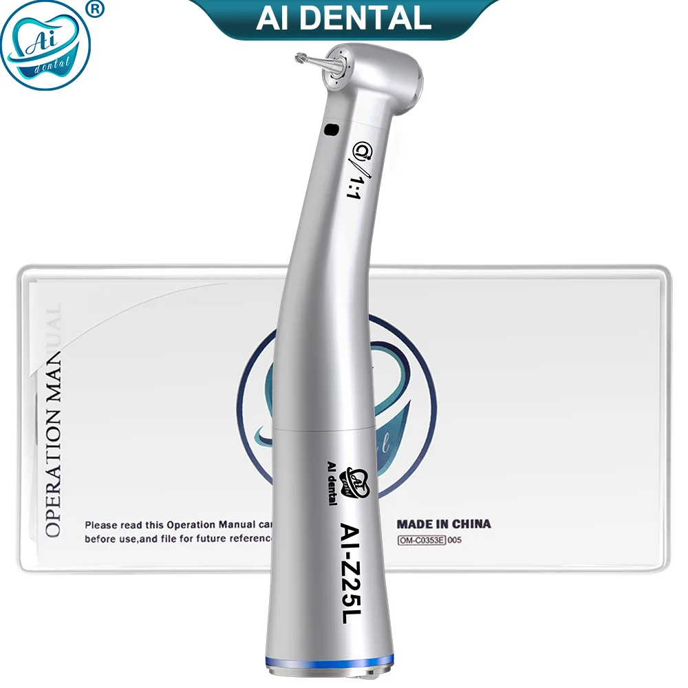

Dental contra angle handpiece AI-Z25L 1:1 electric motor connector low speed hand piece quattro water spray with fiber optic