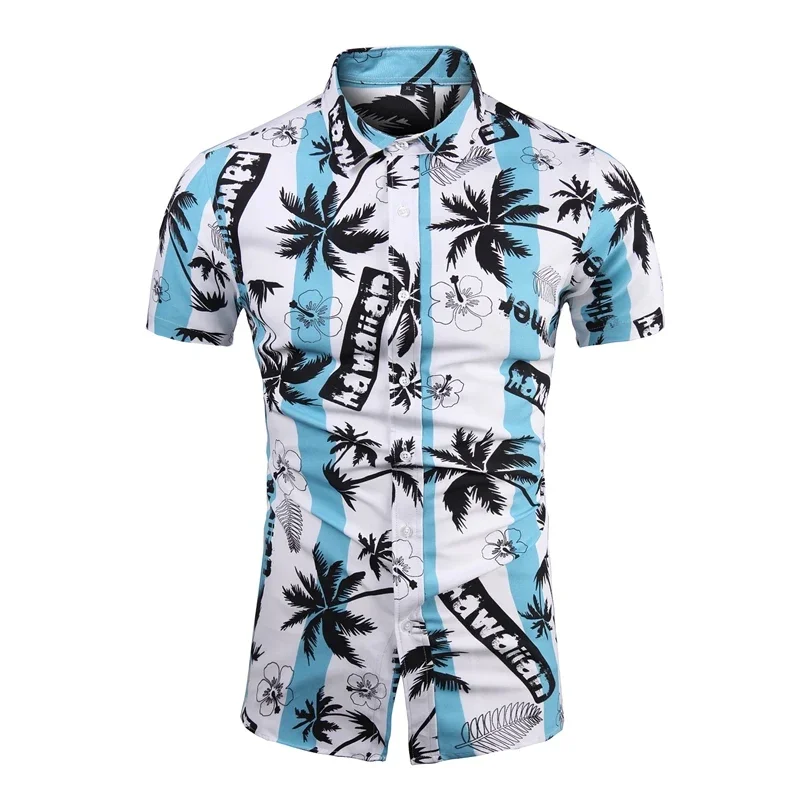 

Гавайская рубашка, дизайнерская одежда, мужская Camisa, повседневная мужская модная полосатая рубашка с цветочным принтом, праздничные пляжные рубашки, мужские топы Blusas 7XL