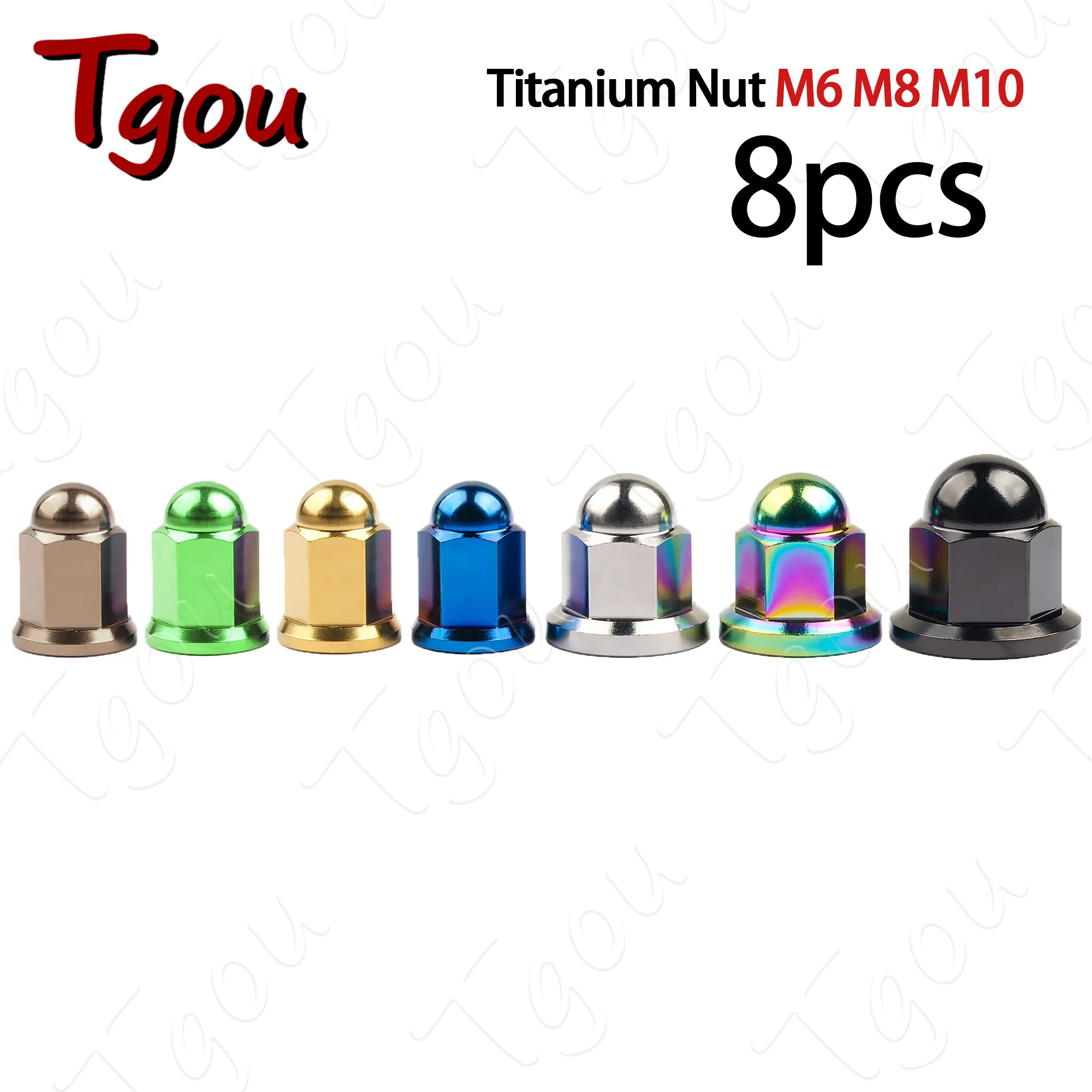 

Титановая гайка Tgou M6/M8/M10, фланцевые гайки с куполообразной головкой для велосипеда, мотоцикла, автомобиля, 8 шт.
