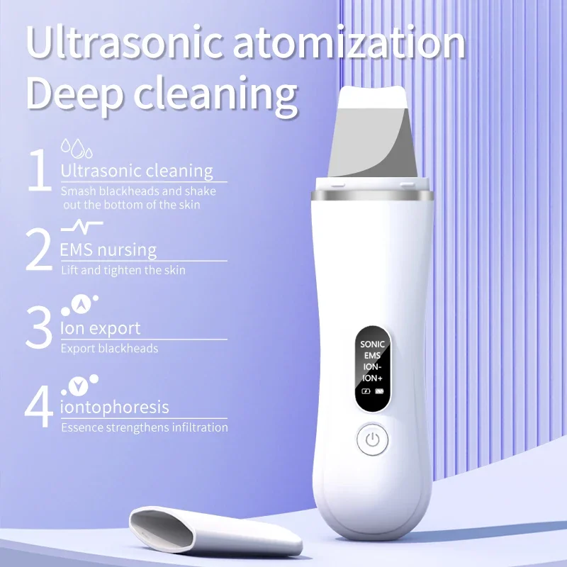 Nuevo Depurador ultrasónico de la piel, limpieza Facial profunda, eliminación de espinillas, limpieza ultrasónica, cavitación, pala exfoliante, depurador de la piel