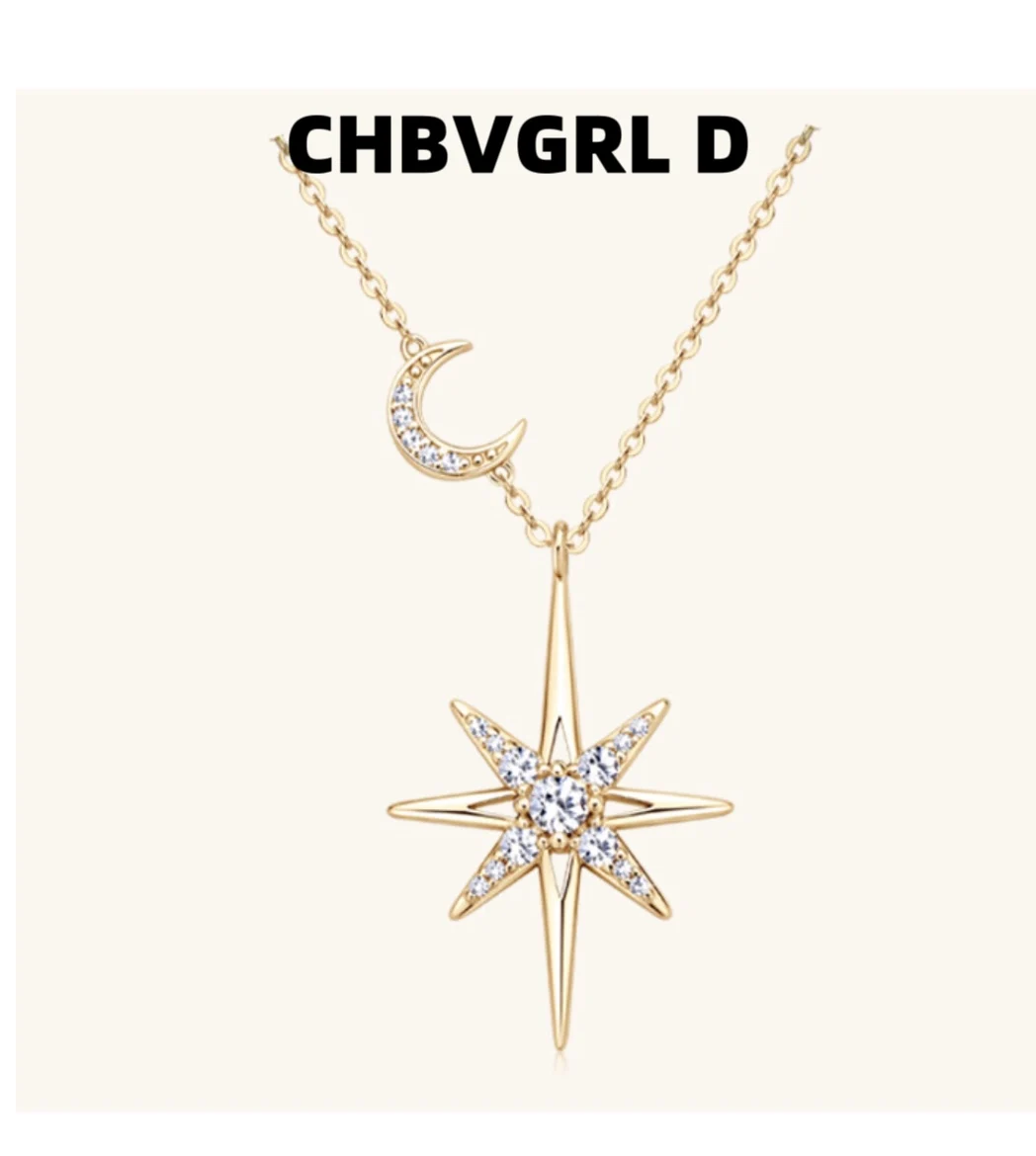 

[Star and Moon Guardian] Luxurious design Moissanite necklace, star-shaped S925 sterling silver pendant, versatile style