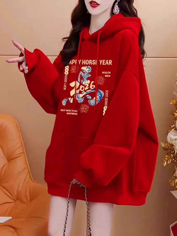 

Толстовка с капюшоном больших размеров, красная, на флисовой подкладке, для мужчин и женщин, осенне-зимняя, теплая, дышащая, из хлопка, устойчивая к сминанию