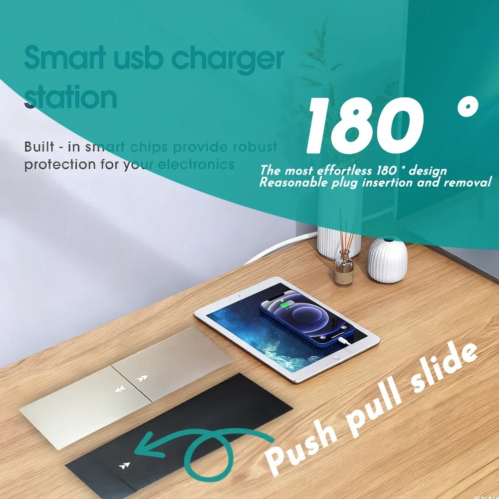 테이블 내장형 소켓 2 3구 USB 무선 충전 유니버설 UK US EU 멀티 플러그 10A 110~250V 2600W 블랙 소켓