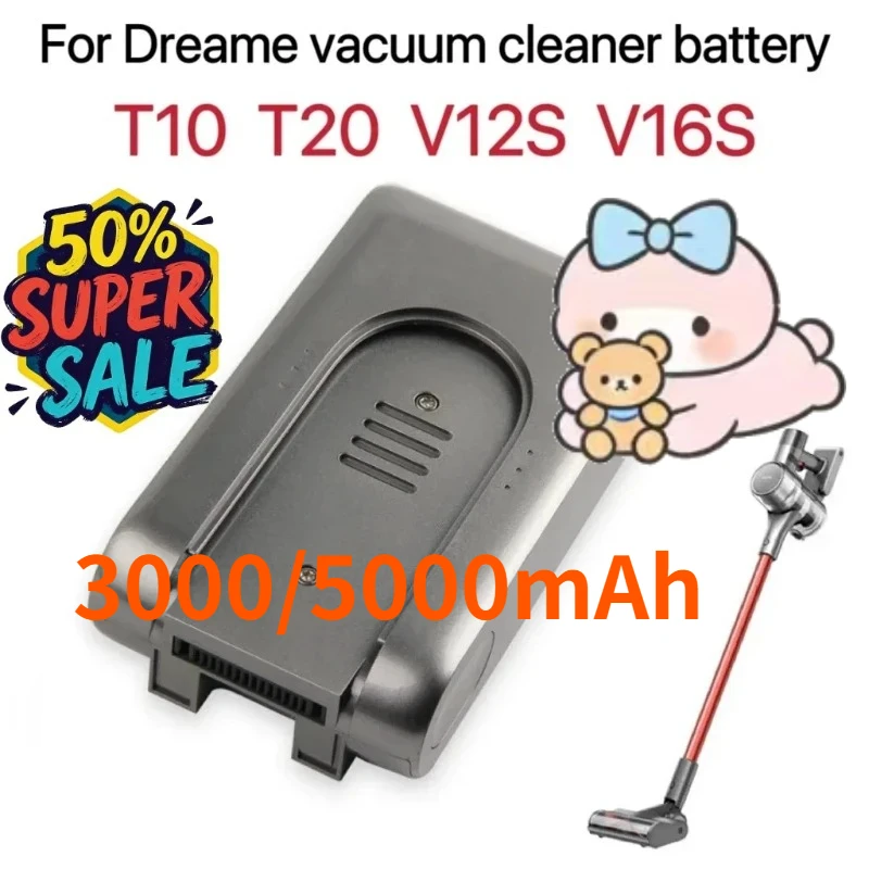

New 3000/5000mAh Rechargeable Lithium-ion Battery for Xiaomi for Dreame T10 T20 V12S V16S High Quality Vacuum Cleaner Battery