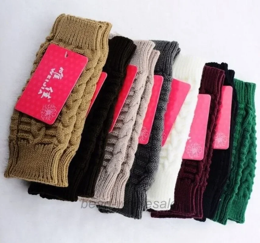 Women Long Fingerless Gloves Winter Mitten Knitted Warmer Arm Sleeve Thin Casual Soft Fingerless Unisex Gloves