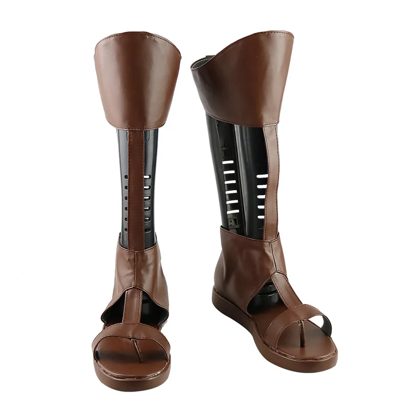 Hercules – chaussures de Cosplay marron, bottes mi-mollet, mascarade d'halloween, carnaval, accessoires de Costume de fête pour hommes adultes