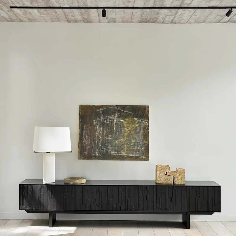 

Черный ТВ-столик в европейском стиле, винтажный деревянный развлекательный центр, ТВ-стол, стоячий ретро-столик, мебель для гостиной и дома