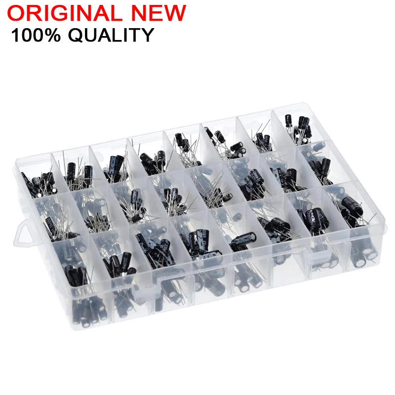 

500PCS/LOT 0.1UF-1000UF 24Values Aluminum 16-50V Mix Electrolytic Capacitor Assorted Kit BXV And Storage Box NEW