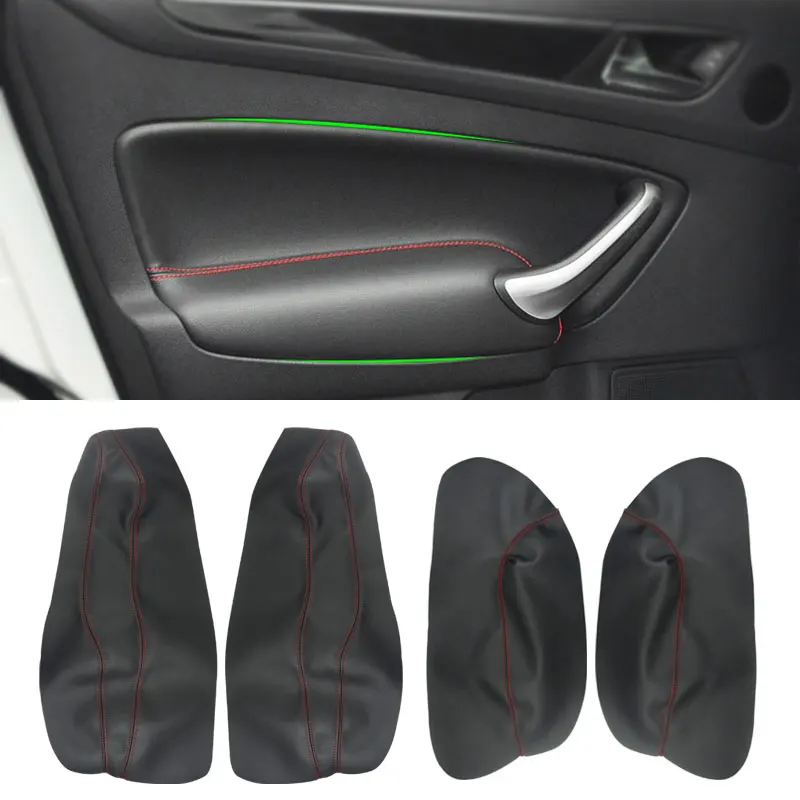 Soft Leather Door Panel Cover For Ford Mondeo 2007 2008 2009 2010 2011 2012 Interior Door Armrest Panel Skin Cover Sticker Trim