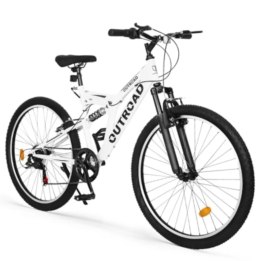 Bicicleta de Montaña de 26 pulgadas, bicicletas híbridas para exteriores, 7 velocidades, acero rico en carbono, doble suspensión completa para hombres, mujeres, bicicleta MTB para adultos con