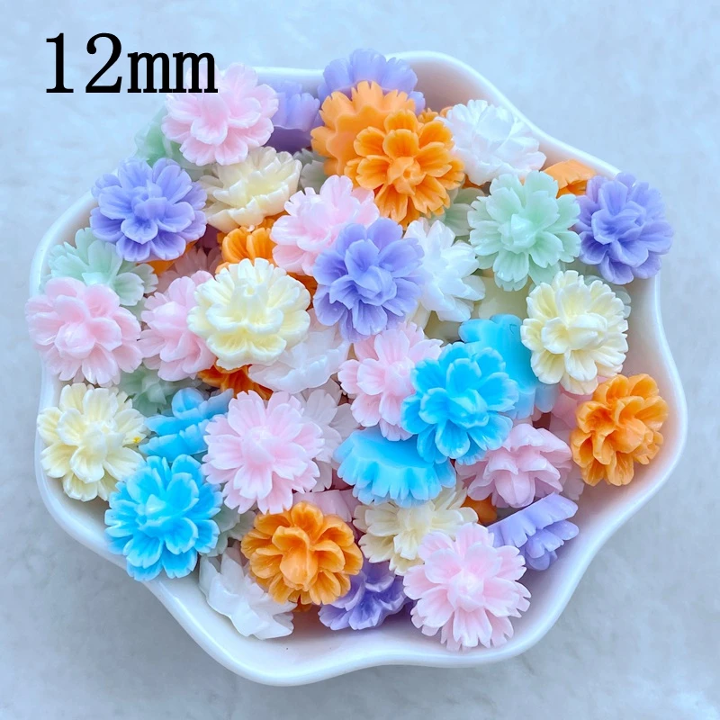 60Pcs New Cute 12mm Mini Little Flower Series Resin Flatback Ornament Jewelry Making Manicure Hairwear Accessories