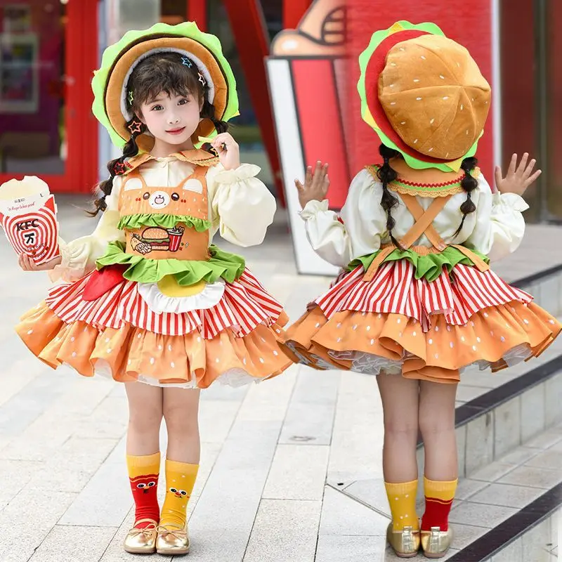 Baby Girls Spring Autumn Sweet Lolita Cute Cartoon Princess Ball Gown Sundress+Shirts 2Pcs Birthday Holiday Party Children Eid