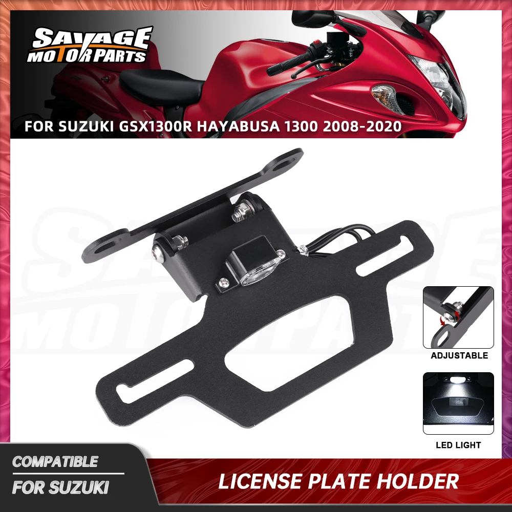 

For Suzuki Hayabusa GSX1300R 2020 Adjustable License Plate Holder Rear Tail Tidy Fender Eliminator Tail Frame LED Plate Light