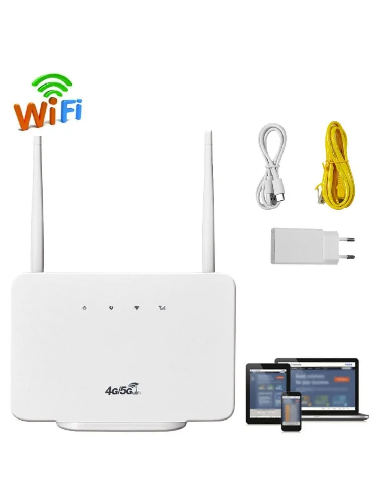 4G Router 300Mbps 2,4 GHz WLAN-Router mit SIM-Kartensteckplatz Hochgeschwindigkeits-EU-Stecker Drahtloser Router für Zuhause Büro Arbeit Reisen Weiß