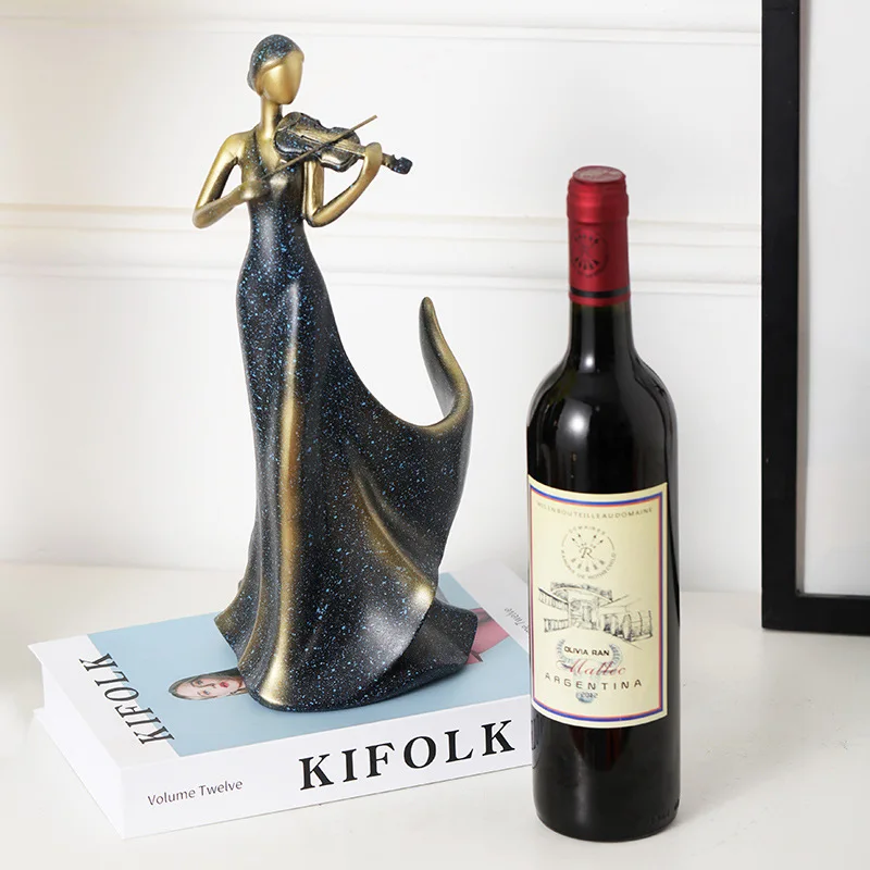 Living room wine rack, violin ornament, home entrance wine cabinet decoration, dining table and TV cabinet decor, modern and sim
