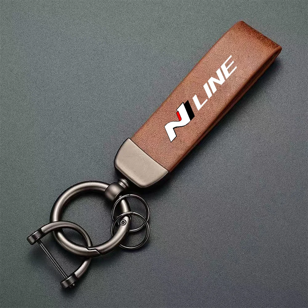 High Grade Leather Keychain With Car Keyring For Hyundai i20 i30 Elantra Kona Sonata Tucson N Line i30 i40 i20 ix35 ix45 NLINE
