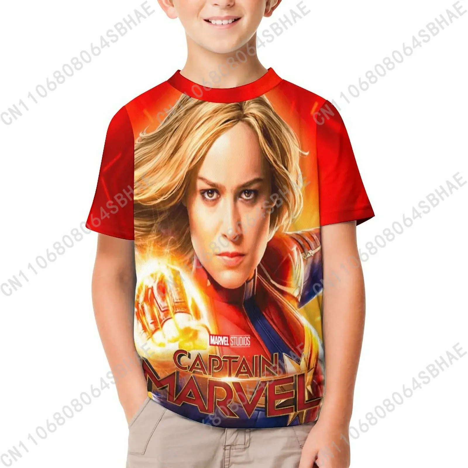 

Marvel Captain Marvel T Shirt Boy Girl Short Sleeve Print Cotton TShirt Comfortable Crew Neck Children Child Tee Cosplay