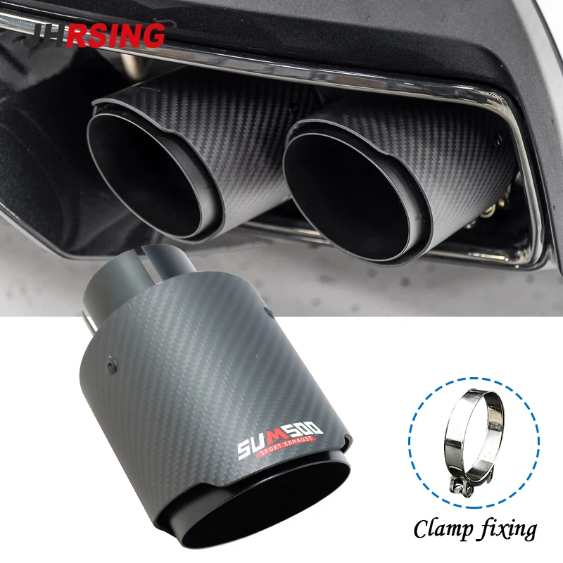 Car Universal Modiflcation Carbon Fiber Glossy Black Stainless Exhaust Pipe for  Muffler Tail Tips