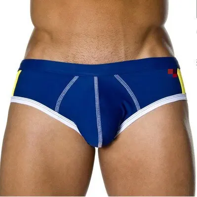 regular large bag triangle swimming trunks with low waist and breathable silky smooth color matching elastic beach  trunks