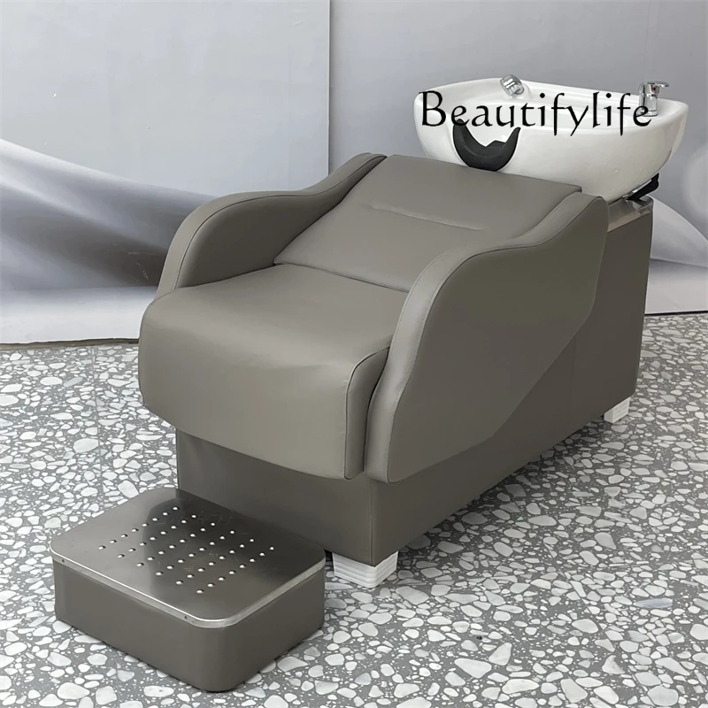 Barber Shop Bed for Hair Salon Lying Half Shampoo Recliner Hair Shop Head Ceramic Basin