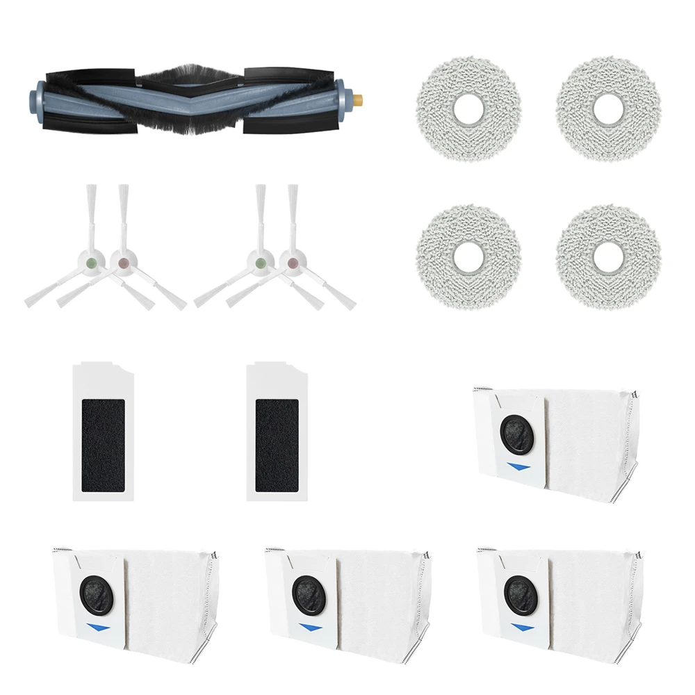 روبوت فراغ استبدال تنظيف أطقم ، فرشاة الرئيسية ، فرشاة جانبية ، تصفية ، ممسحة القماش ، كيس الغبار ل Ecovacs T10S برو ، 8 قطعة ، 13 قطعة ، 15 قطعة