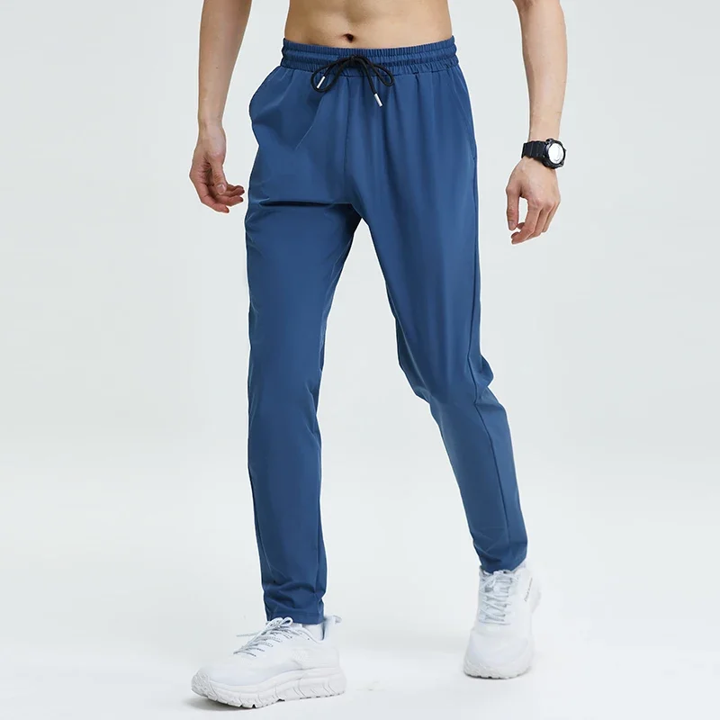 Gym Fitness Trousers Men's Pencil Pants Tight Jogging Running Breathable Quick-Drying Ice Silk Sports Wind Casual Fashion Pants