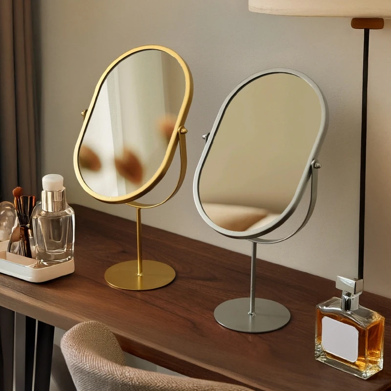 Specchio cosmetico da tavolo ovale dorato compatto chic elegante trucco da tavolo per camera da letto dormitorio casa donne adolescenti regalo compleanno