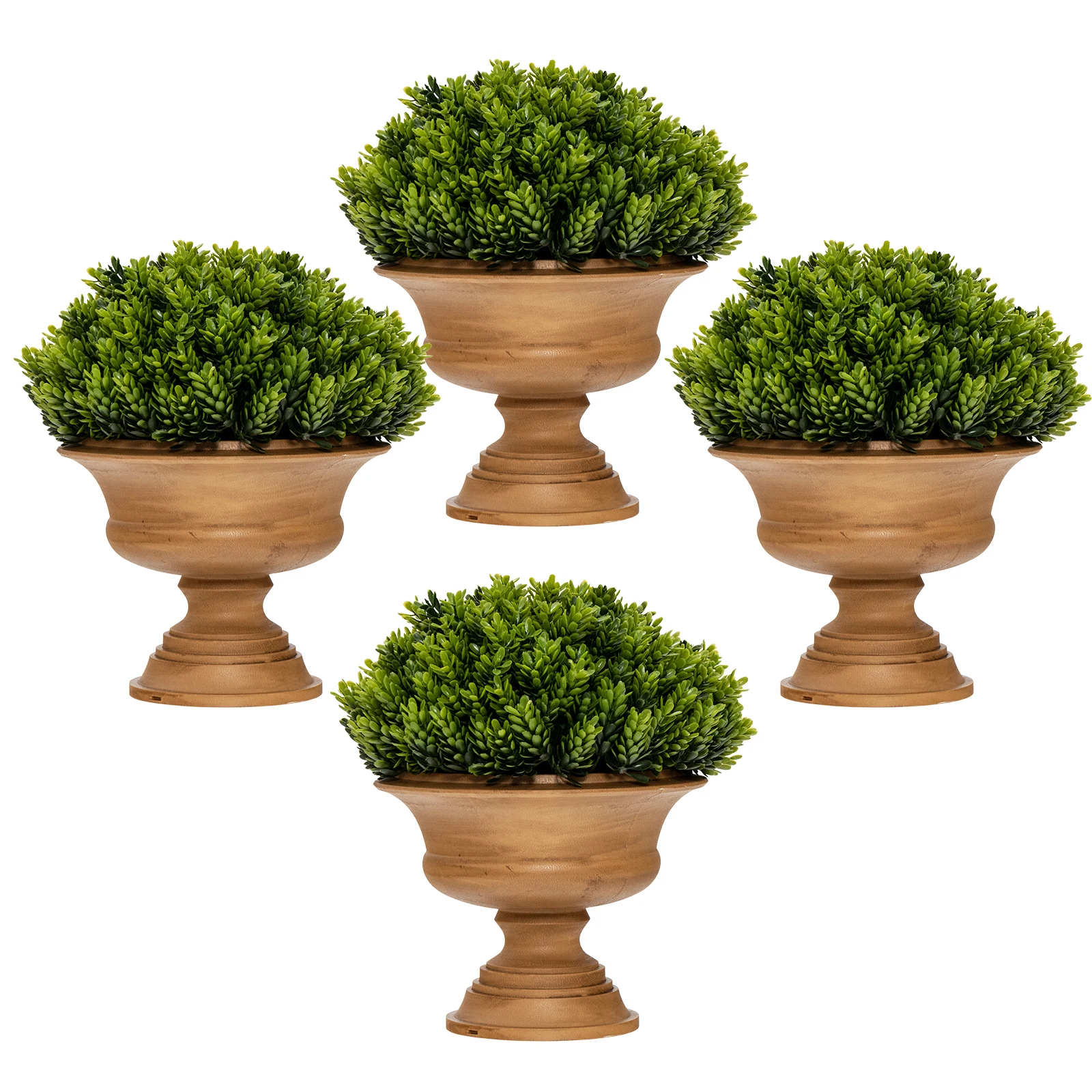 Set of 4 Mini Artificial Plants in Pot, 26x28.5 cm, Mini Art plant in Pine Cone Shape, Small Room plant Decoration