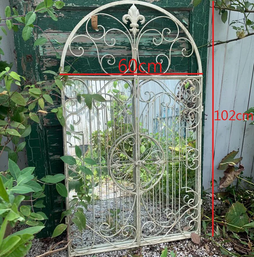 Rustic Vintage Metal Iron Scrolled Arch Window Mirror Wall Decor