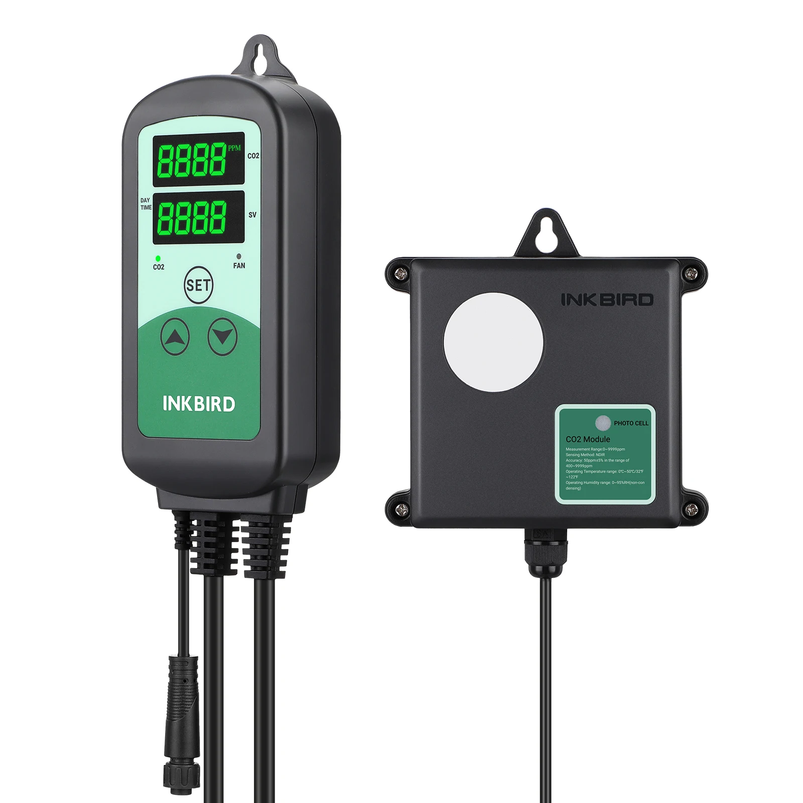 INKBIRD ICC-510 Цифровой контроллер CO2 и монитор качества воздуха с 2 розетками Генератор CO2 для теплицы, палатки для выращивания в помещении
