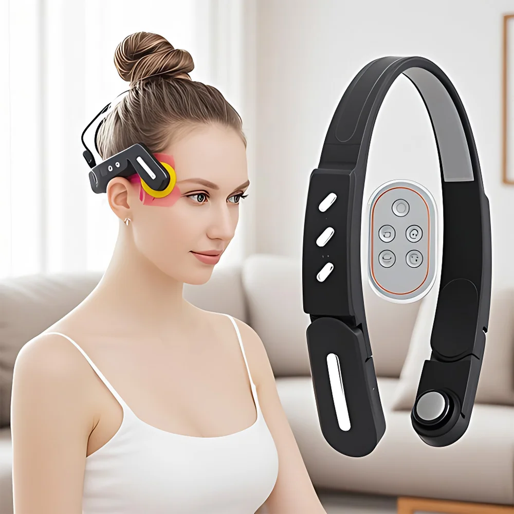 

Rechargeable Hot Temple Massager Head Scalp Stress Relax EMS Vibration Massage Instrument With Bluetooth Music Health Care Home