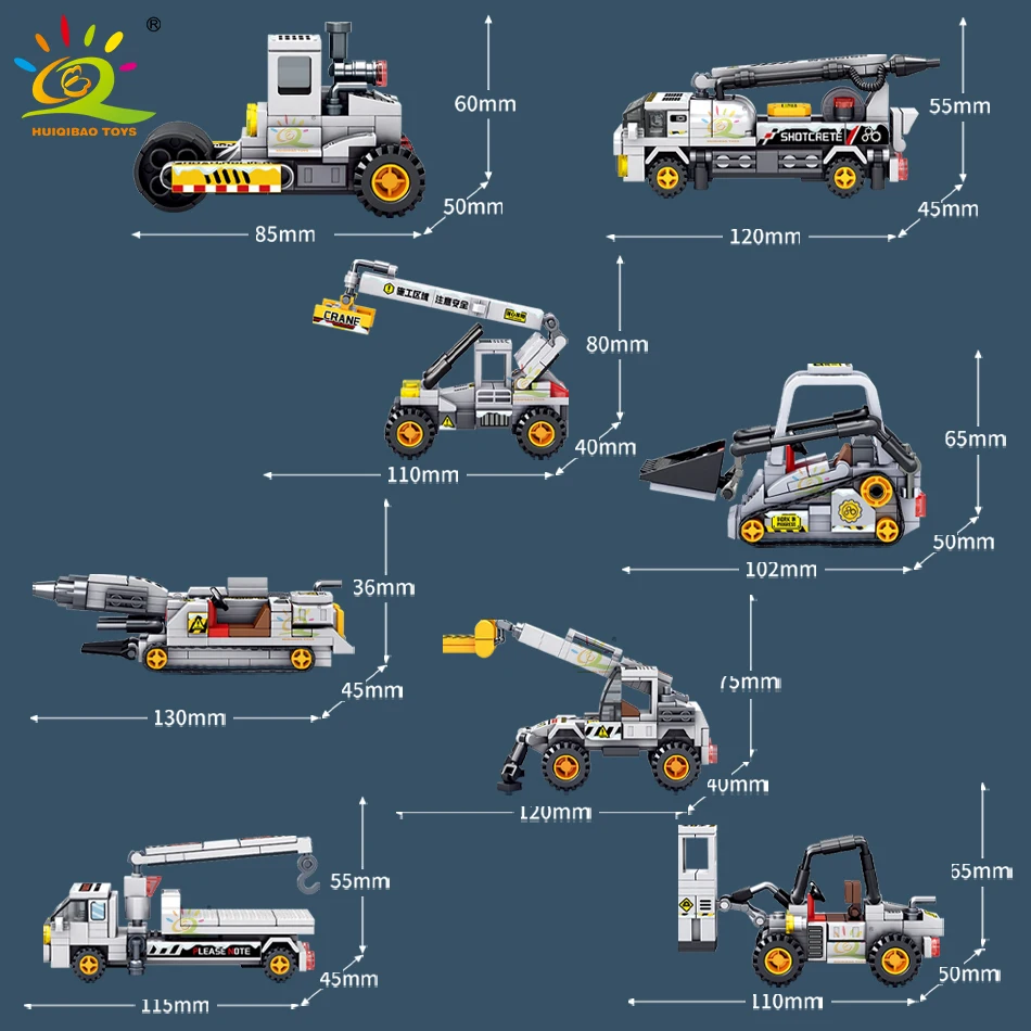 HUIQIBAO 8IN1 993PCS Snow Rescue Vehicle Building Blocks Crane Snowcrawler Wrecker Bricks City Construction Toy for Children Boy