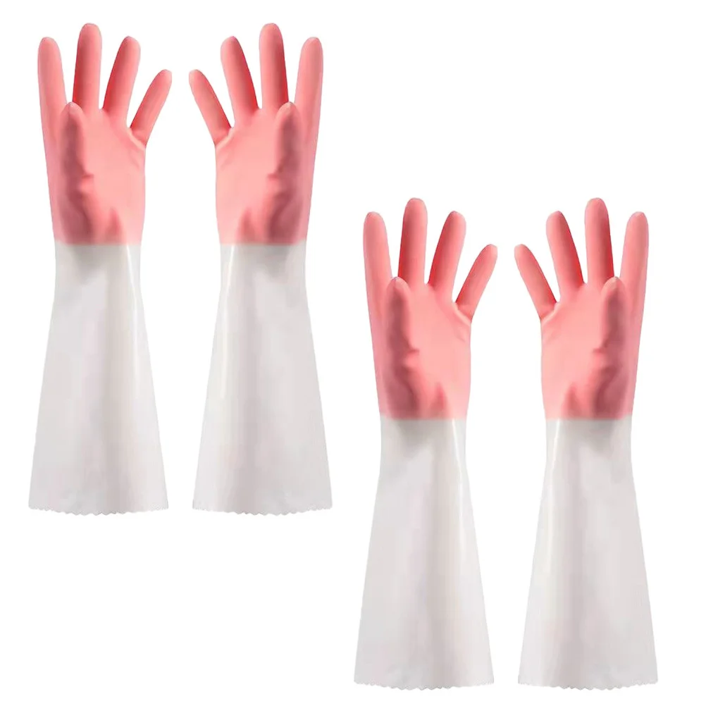 

2pcs Thicken Fleece Lined Dish Washing Gloves Winter Warm Kitchen Cleaning Waterproof Non-Slip Gloves For Housework Bowl