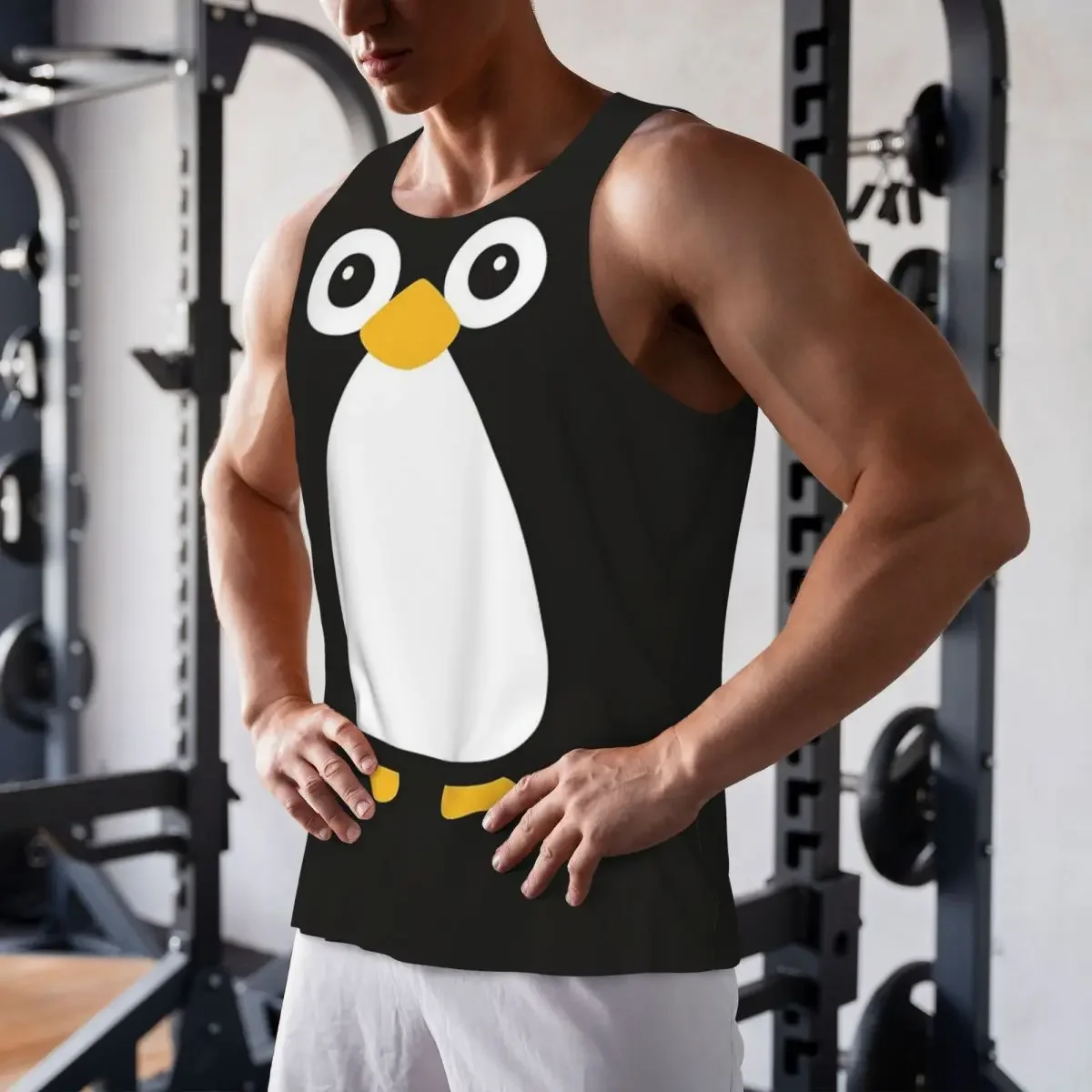 Schnell trocknendes, niedliches Vector Penguin Gym Tank Muscle ärmelloses Shirt, atmungsaktive Weste für Bodybuilding