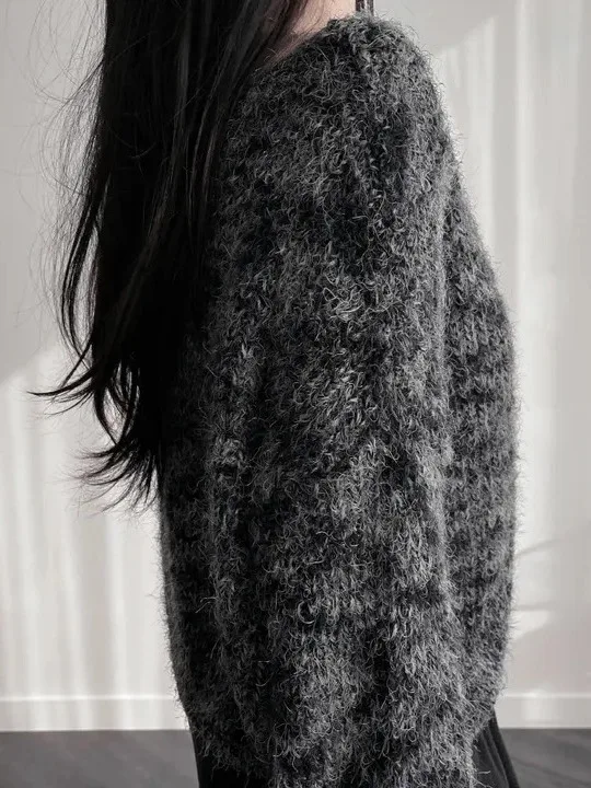 

Ladies Thiened round Ne Pullover Sweater Soft Cozy Autumn New Sle Knitted irt Gentle Design Sense Milk Series