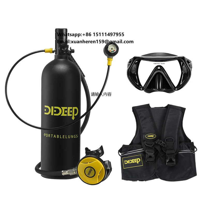 DIDEEP 2026 New Design 2L Capacity Aluminum Scuba Diving 30-40 Minutes Tank