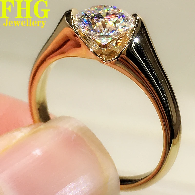 

1 2 3 4 5 Carat Solid Au750 18K Yellow Gold Ring DVVS Moissanite Diamonds Round Wedding Party Engagement Anniversary Ring