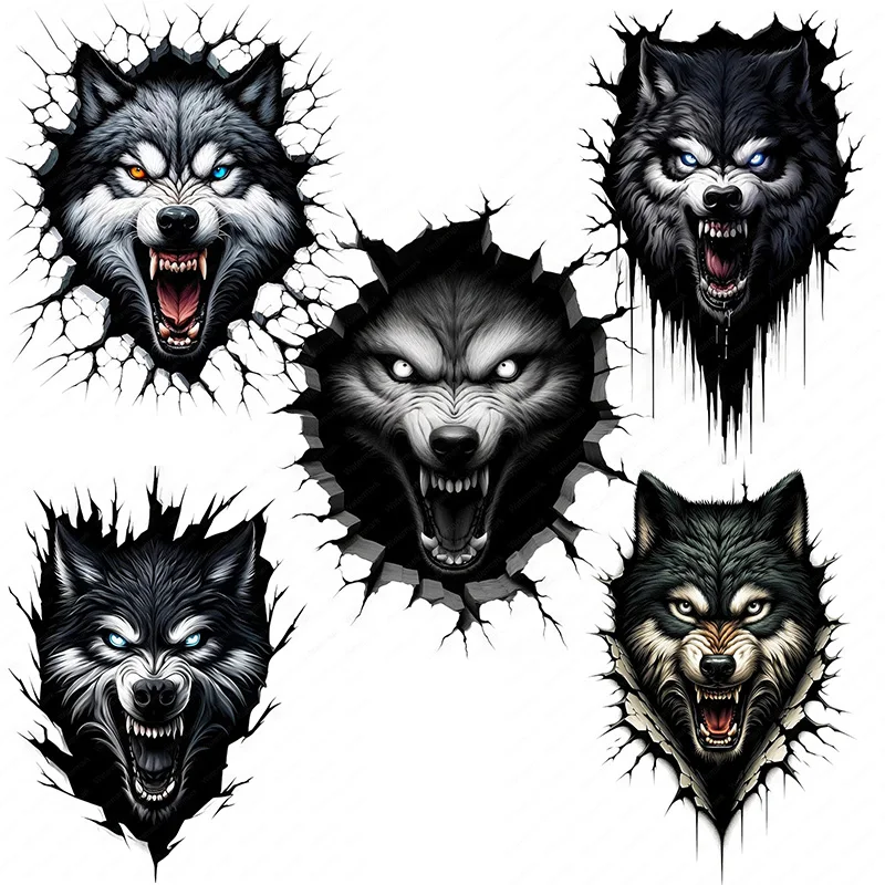 

C1133# Terrifying Wolf Toilet Stickers, Bright Wall for Home, Cabinet, Door,Decoration, Vinyl Car Decals, Art Wallpaper