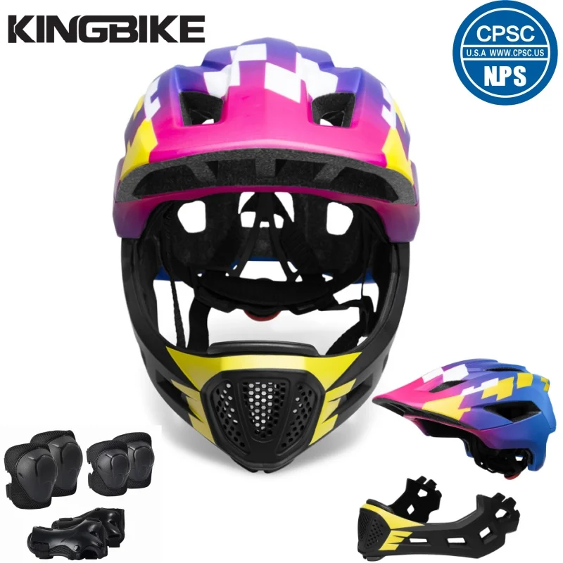 

KINGBIKE child moto helmet integral mtb children boy cycling safety bike helmet skateboarding detachable full face bike helmet