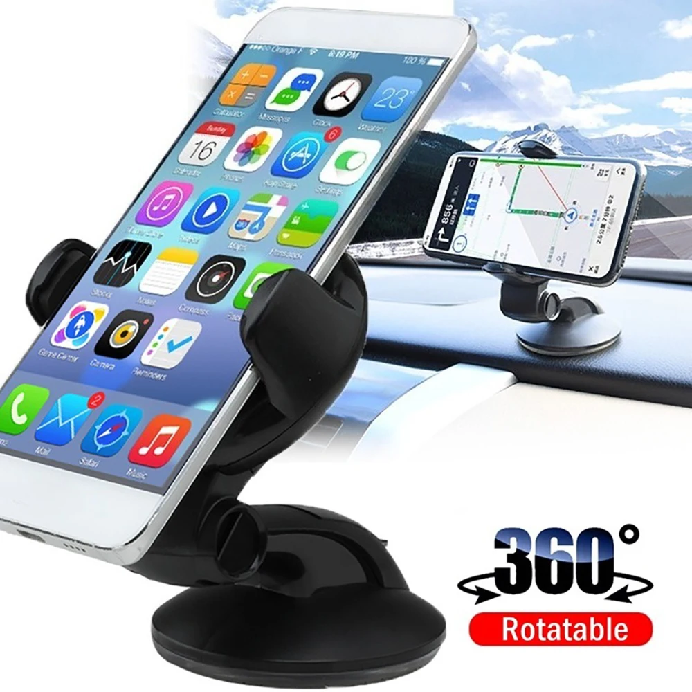 Suction Cup Car Mount Phone Holder 360 Degree Rotation Dashboard Phone GPS Holder for iPhone 15 14 13 Samsung Galaxy