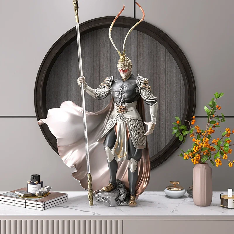 Home Decor Black Wukong Model Sculpture Resin Monkey Animal Figurine Living Room Table Decoration Accessories Modern Creativity