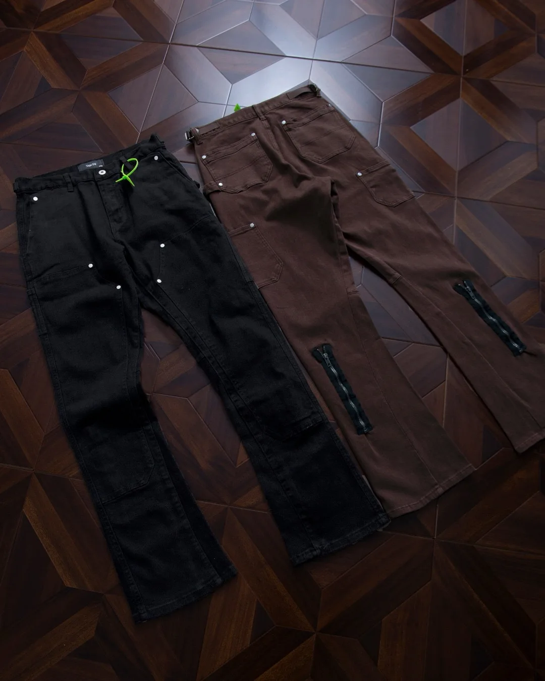 

Vujade Zip Micro Stretch Flared Jeans Workwear Pants Casual Bla Brown Kenijima mid Waist Denim Fabric Youth Fit Zipper