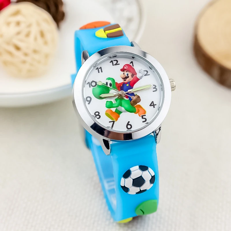 Anime dos desenhos animados super mario bros redondo quartzo meninos meninas estudante relógio moda crianças cinto de silicone relógio de pulso presente natal