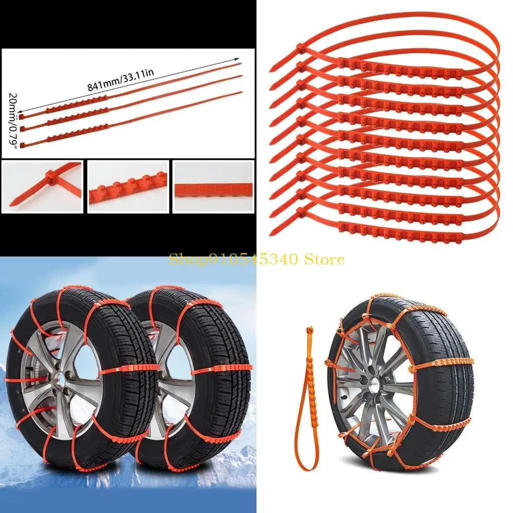 U2JA 10 Pack Universal Anti-Slip Design Car SUV Nylon Winter Tyres Snow Chains