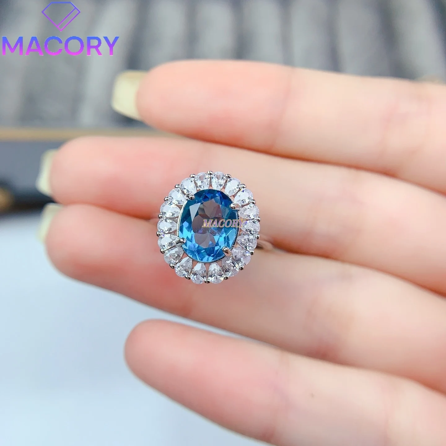 

Новое женское кольцо с натуральным топазом, серебро 925 пробы, изысканный и элегантный, качественный подарок на День святого Валентина.