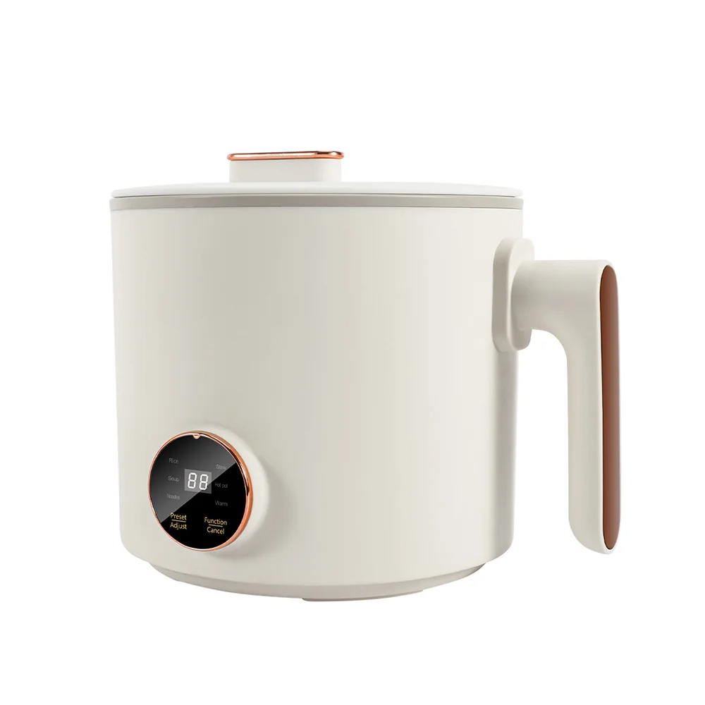 Sartén eléctrica portátil con revestimiento antiadherente, olla de cocción lenta con taza de estofado de cerámica, cocina multifuncional, 500W, 1,6l