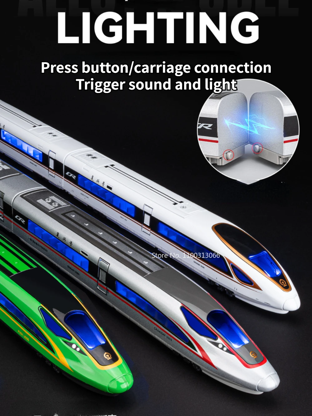 High Speed Railway Fuxing Toys Model Car Die Casts Alloy High-speed Train Model with Light Sound Toy for Child Birthday Gifts